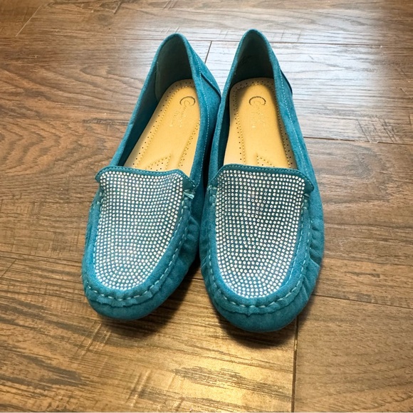 Cato Rhinestone Turquoise Suede Flat Loafer Moccasins Comfort Women’s Size 8 - Picture 6 of 8